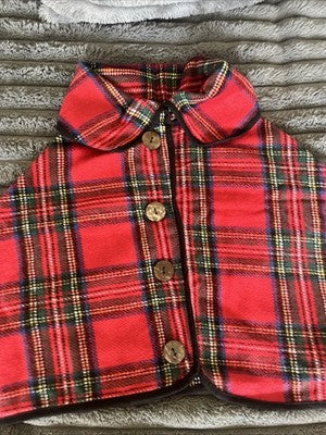 NEW Top It Off Jacket RED Plaid buttons Pull Over Cape shawl Wrap Seasonal Cover