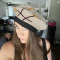 NWT Pretty Persuasions 100% wool beret Tan Black Yellow Brown Design Hat Cap
