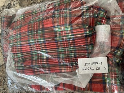 NWT Oopera Reversible SMALL Raincoat red black plaid j2315rw-1 Button Up Hooded