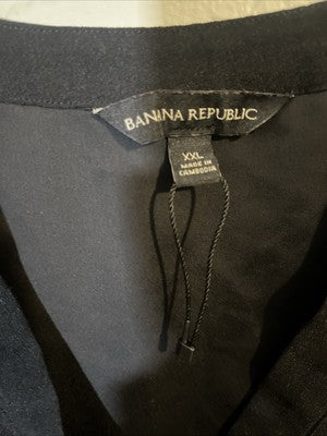 Banana Republic Ladies Short Sleeve V Neck Blouse 2XL Black Lightweight Pullover