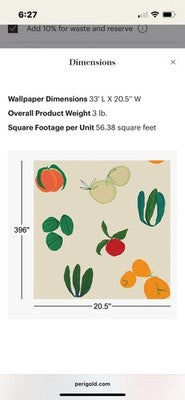 NEW DESIGNER Fruits & Veggies by Susan Habel double roll wallpaper High End Nice