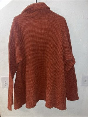 NEW Tunic Signals Waffle Cowl Neck Terra Cotta Orange Rust 2X Baggy Shirt Pocket