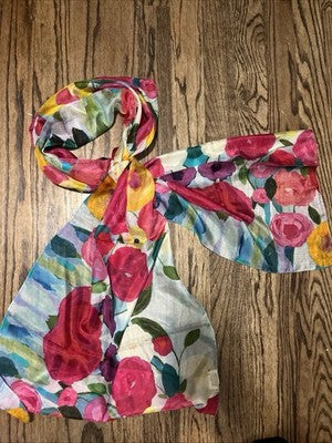 NEW Exclusively For Signals 100% Real Silk Scarf Garden Party floral pink flower