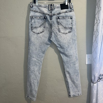 Empyre Womens Jeans Size 32 Blue Distressed Stretchy Acid Wash Tapered Ankle