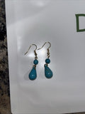 NEW Turquoise Dangle Earrings Gold Tone Bead Accents Boho Chic Jewelry Fashion