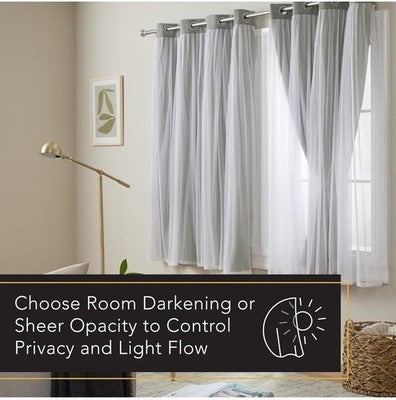 TOWN & COUNTRY LUXE Exclusive Home Catarina Layered Solid Room Darkening 63x52