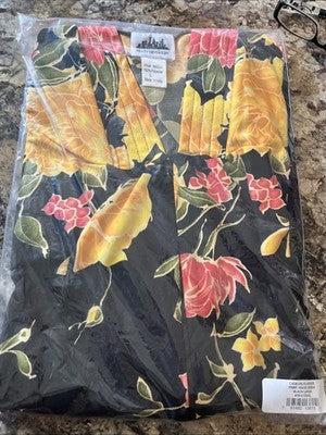 Women's Long Length Kaftan Hawaiian Muu Muu Night Gown Black Pocket Large Moomoo