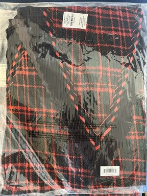 Victorian Trading Scottish Lassie Pleated Red Tartan Scarf Shawl Red Plaid Wrap