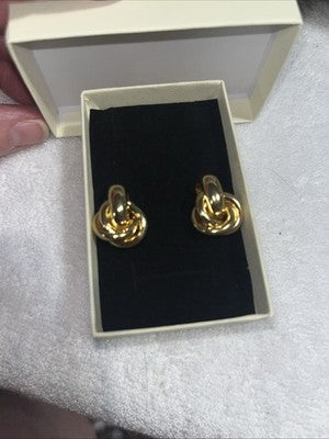 NEW Gold Tone Trendy Twist Knot Hoop Stud Earrings Fashion Jewelry Cute Quality