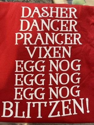 NEW T-Shirt Gildan XXL 2XL Red Christmas Humor Funny Egg Nog Reindeers Jokes
