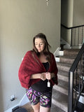 NEW Pretty Persuasions Sweater Wrap Poncho Jacket Stylish HBM442 RD Top Maroon