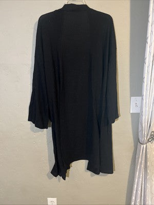 Black Cardigan Womenâs Plus Size 4XL  Polyester Pockets Long Loose Fitting