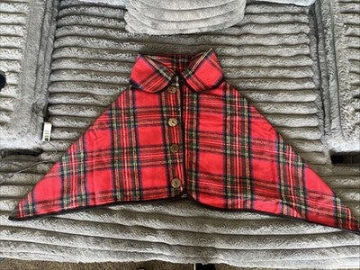 NEW Top It Off Jacket RED Plaid buttons Pull Over Cape shawl Wrap Seasonal Cover