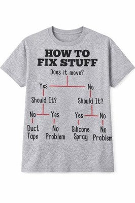 NEW T-Shirt Gildan Medium M Grey Ash Duct Tape Fixing Joke humor Menâs No Prob