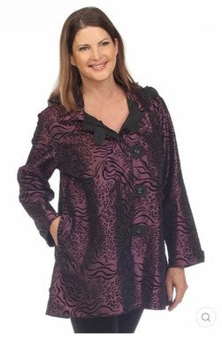 NWT Oopera Reversible Jacket LARGE Style J2302RW-3 Purple/Black Leopard Cheetah