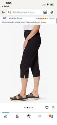 NWT Gloria Vanderbilt Amanda Denim Capri Women's Plus Size 22W Black Jeans