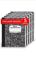 Rosmonde - 5 Pack College Ruled Hard Cover Composition Notebook , 200 Pages