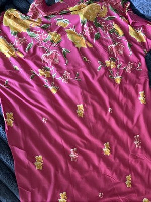 Women's Long Length Kaftan Hawaiian Muu Muu Night Gown Pink Pocket Large Moomoo