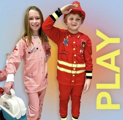 Waylon and Flo career pajamas firefighter Boys Girls 5/6 Sleepwear 2-piece Cute