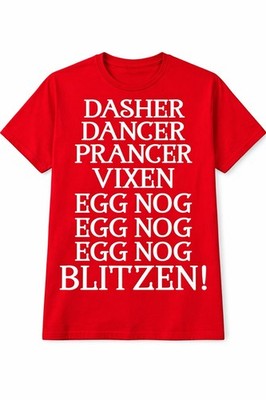 NEW T-Shirt Gildan XXL 2XL Red Christmas Humor Funny Egg Nog Reindeers Jokes