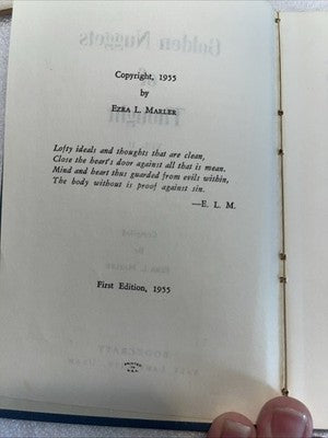 VINTAGE BOOK 1955 Golden Nuggets of Thought Volume 2 Erza L. Marler VTG Slip
