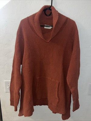 NEW Tunic Signals Waffle Cowl Neck Terra Cotta Orange Rust 2X Baggy Shirt Pocket