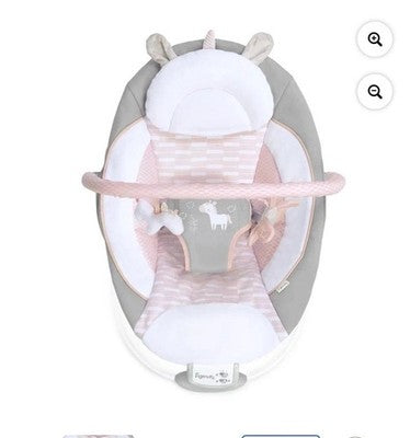 NEW Ingenuity Flora the Unicorn Soothing Bouncer Plush Fabrics & Melodies 0-6mo