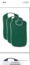 3 Pack GREEN Terry Cloth Adult Bibs/Senior Meal Time Clothing Protection Cover