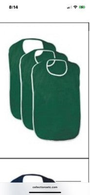 3 Pack GREEN Terry Cloth Adult Bibs/Senior Meal Time Clothing Protection Cover