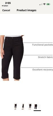 NWT Gloria Vanderbilt Amanda Denim Capri Women's Plus Size 22W Black Jeans