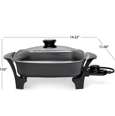 NEW Presto Black 11-inch Electric Skillet with Glass Lid 06626 Stay Cool Knob