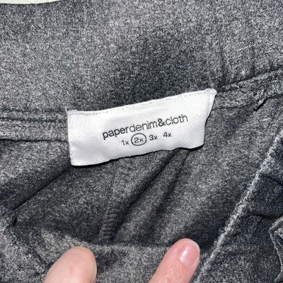 Paper Denim Cloth Pants Womens 2X Gray Elastic Waist Drawstring Jogger