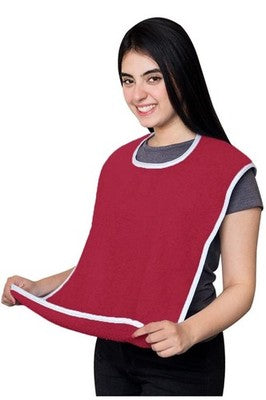 3 Pack RED Terry Cloth Adult Bibs/Senior Meal Time Clothing Protection Cover