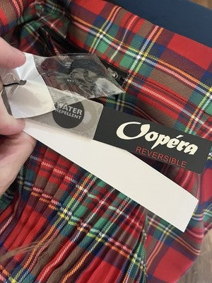 NWT Oopera Reversible SMALL Raincoat red black plaid j2315rw-1 Button Up Hooded