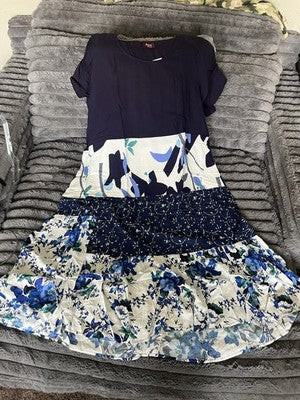 NWT AVANI DEL AMOUR 3X Plus Size Maxi Dress Long Flowy Blue Floral HBT812 3X