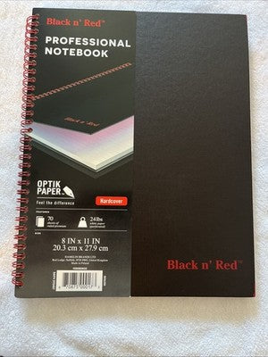 John Dickinson Black N' Red Perforated Notebook 70 Sheet 8x11â Ruled Optik Paper
