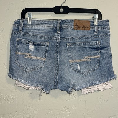 Soundgirl Size 13 Jean Shorts Lace Pockets Distressed Mini Shorties Stylish