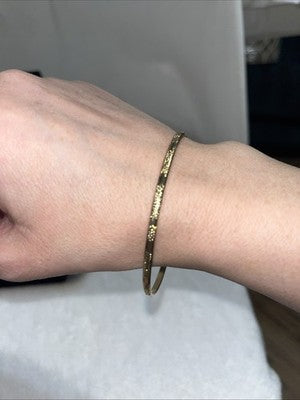 NEW Gold Bangle Bracelet Block Quality Fashion Jewelry Valentines Anniversary