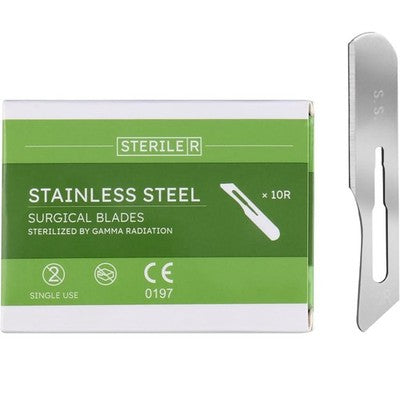 10R Dermaplane Blade Sterile Surgical Blades Stainless Steel Scalpels Box Of 100