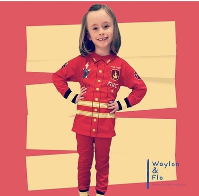 Waylon and Flo career pajamas firefighter Boys Girls 5/6 Sleepwear 2-piece Cute
