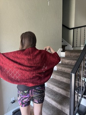 NEW Pretty Persuasions Sweater Wrap Poncho Jacket Stylish HBM442 RD Top Maroon