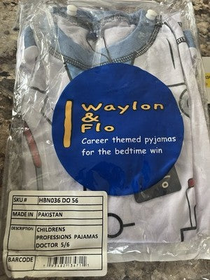 Waylon and Flo career pajamas Doctor Dr Boys Girls 5/6 Sleepwear 2-piece Cute