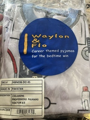 Waylon and Flo career pajamas Doctor Dr Boys Girls 4/5 Sleepwear 2-piece Cute