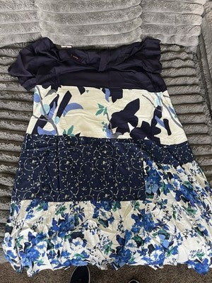 NWT AVANI DEL AMOUR 3X Plus Size Maxi Dress Long Flowy Blue Floral HBT812 3X