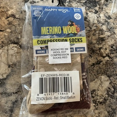 Happy Wool Unisex Merino Wool Compression Socks Small/Medium 1 Pair Knee High