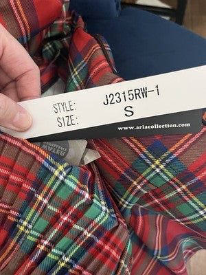 NWT Oopera Reversible SMALL Raincoat red black plaid j2315rw-1 Button Up Hooded