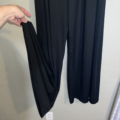 SHEIN Curve 3XL Black Super wide Leg Pants Silky Plus Size Baggy 24â Legs