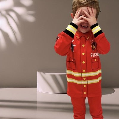 Waylon and Flo career pajamas firefighter Boys Girls 5/6 Sleepwear 2-piece Cute