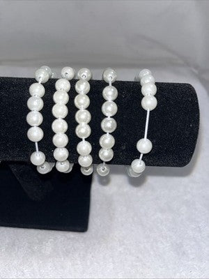 NEW Faux Pearl Bracelet Stretchy Design Fashion Jewelry Cute White Shine Bangle
