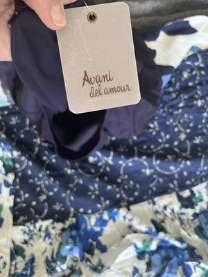 NWT AVANI DEL AMOUR 3X Plus Size Maxi Dress Long Flowy Blue Floral HBT812 3X
